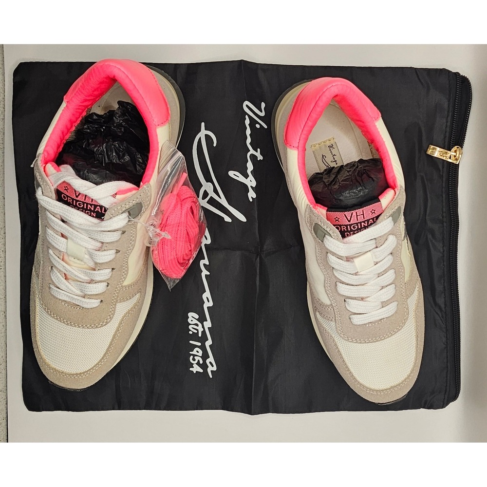 Vintage Havana Flora Sneakers White Grey Multi Neon Pink Star Size 7 NEW